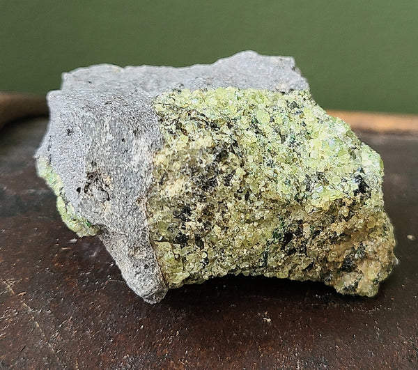 Peridot cluster on Basalt
