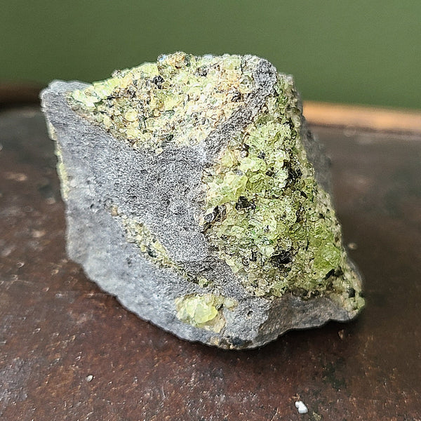 Peridot cluster on Basalt