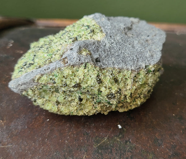 Peridot cluster on Basalt