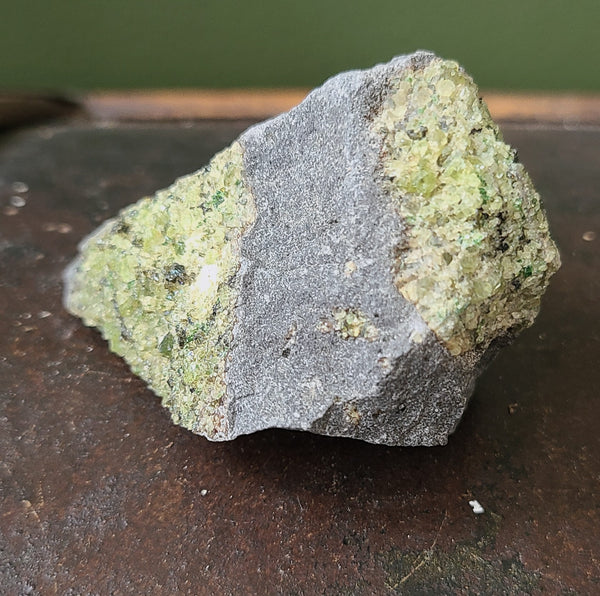 Peridot cluster on Basalt